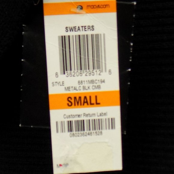 Alfani Black Metallic Sparkly Wide Sleeved Sweater Size Small NWT - Picture 5 of 7